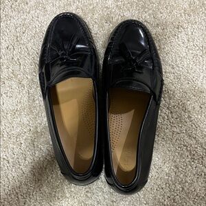 Cole Haan Glossy Black Leather Tassel Loafers